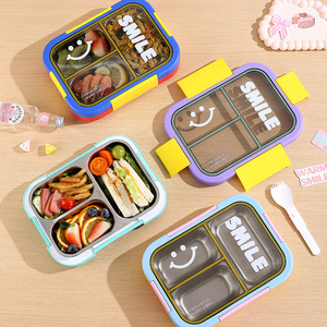 Lonchera Bento Bencircle B286 con Diseño Alegre, 3/4 Compartimentos, Contenedor de Alimentos de Plástico PP, Hermético, Portátil, para la Escuela y la Oficina - Product Image 5