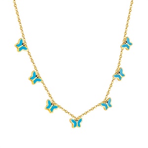 สร้อยคอจี้ผีเสื้อเคลือบสีสแตนเลสสตีลสไตล์มินิมอลสำหรับผู้หญิง - Product Image 3