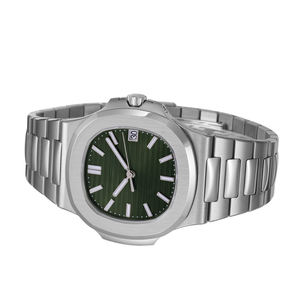 Montre de sport élégante couleur platine, lunette octogonale, cadran à motif vague, idéale pour les cadeaux d'entreprise de luxe - Product Image 3