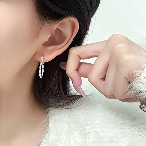 Kaiming S925 Sterling <b>Silver</b> Twisted Geometric <b>Hoop</b> Earrings 925 <b>Silver</b> Everyday Wear - Product Image 3