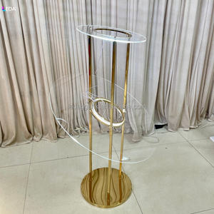 LEDA Meilleure vente Centre de table de mariage en métal doré avec panneau acrylique et éclairage pour la décoration d'événements et de fêtes - Product Image 2