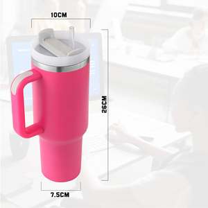 แก้วน้ำสแตนเลสขนาด 40 ออนซ์ แบบสองชั้น เก็บความร้อน-เย็น ใช้ซ้ำได้ พร้อมหูจับและหลอด - Product Image 4