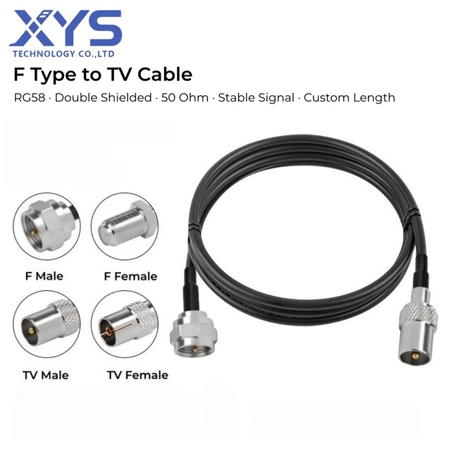 Custom Cable F Type to TV RF Coaxial Cable RG58 Double Shielded Antenna Extension Cable