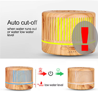 Diffuseur d'huiles essentielles télécommandé 500ml de grain de bois humidificateur d'air ultrasonique à brume fraîche avec veilleuse