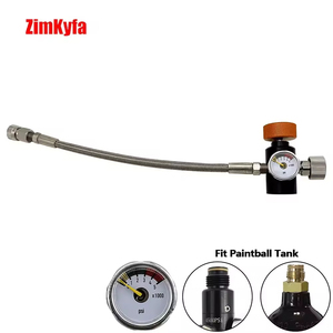 ชุดสายถักพร้อมอะแดปเตอร์เติมลม CO2 ของ HP ขนาด 10 นิ้ว พร้อมเกจวัดแรงดัน 3000psi หรือ 5000psi, ข้อต่อขนาด 8 มม., วาล์วไล่อากาศ ใช้ได้กับถังขนาด G1/2-14 - Product Image 5
