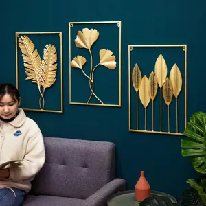 Duvar dekoru çiçek büyük iç yatak odası oturma odası ekran asılı Metal Modern altın lüks sanat dekoratif ev duvar dekoru