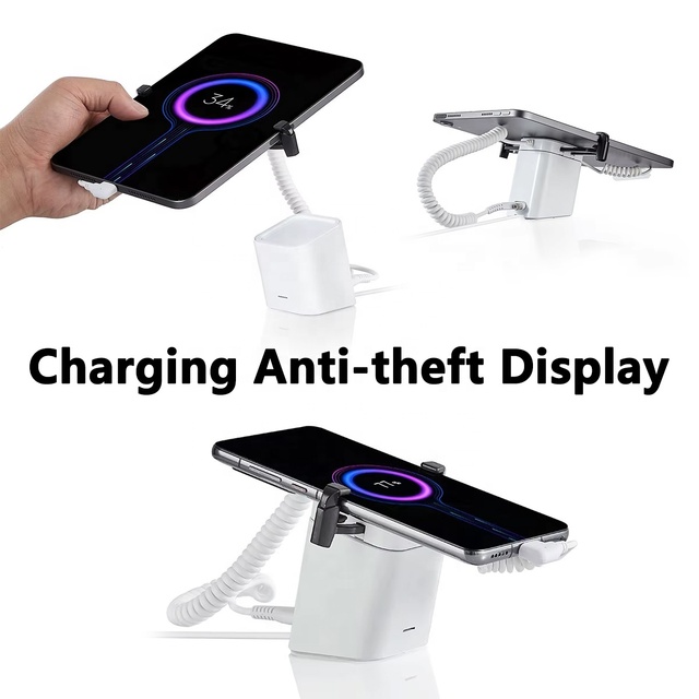 Cell Phone Display Stand With Alarm & Charge Security Mobile Phone Anti Theft  Stand for Retail Aluminum Alloy Phone Holder