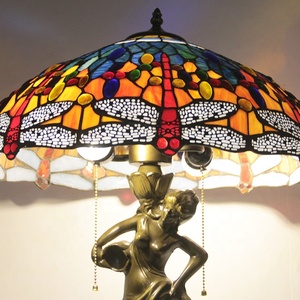 <span class=keywords><strong>Lampe</strong></span> de table LED antique en verre <span class=keywords><strong>Tiffany</strong></span> avec abat-jour en forme de <span class=keywords><strong>libellule</strong></span> alimentée par courant alternatif LongHuiJing 18 pouces - Product Image 5