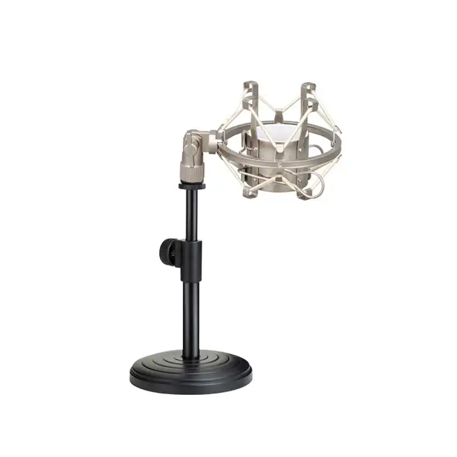 XTUGA LKT-130C Professional Mini Folding Microphone Stand Height Adjustable Desktop Use Durable Metal Plastic Material Black