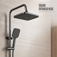 Système de douche à effet pluie noir avec affichage numérique, ensemble de douche carré avec douchette à main en laiton pour salle de bain