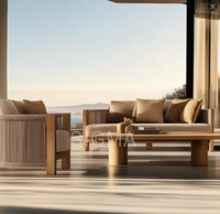 Tables et chaises de jardin en teck de haute qualité au design moderne avec coussins imperméables pour utilisation dans les parcs et les villas, couleur/taille personnalisées