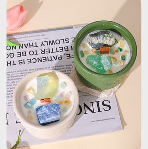 Velas Aromáticas de Cera de Soja LANJO Chakra De La Corona, Personalizadas, de Lujo, con Cristales, en Caja de Regalo, Hechas a Mano para Halloween - Product Image 1