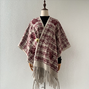 Sciarpa con Motivo Floreale, Elegante Scialle Stampato per Donna, Regalo di San Valentino, Scialle con Nappe di Qualità per Donne - Product Image 3
