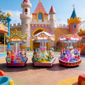 Carrusel de Monedas con Forma de Zebra, Carrusel Portátil Pequeño, Tiovivo para Niños, Carrusel de 6 Asientos para Niños - Product Image 2