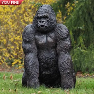 Large Garden Sitting Gorilla Bronze Statue