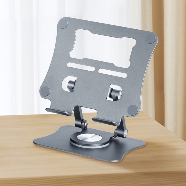 Portable Foldable Desktop Phone Stand 360 Degree Rotating Aluminum Tablet Holder