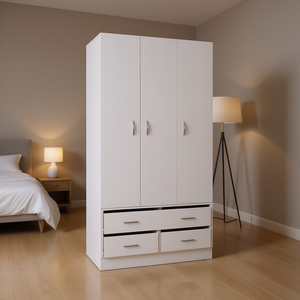 Armadio Westbury Bianco di Depot E-Shop, 3 Ante e 2 Cassetti, Design Moderno per Camera da Letto - Product Image 2