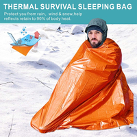 Sac de couchage d'urgence portable et imperméable de style enveloppe, équipement de camping en plein air, couverture en Mylar pour l'hiver