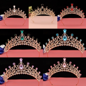 Ultimo prezzo di promozione Premium Design di lusso per grandi nozze argento dorato zircone corona sposa per la regina - Product Image 3