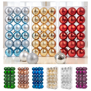 3cm 4cm 6cm Electroplated <b>Christmas</b> Baubles Set Shatterproof Plastic Hanging Ornaments For Xmas <b>Tree</b> Holiday Decor - Product Image 1