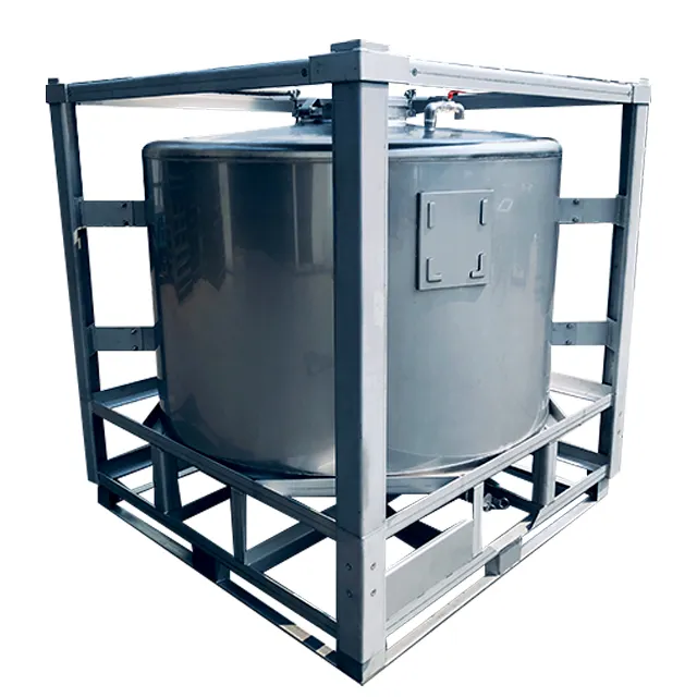 Tanque Ibc de aço inoxidável resistente à corrosão, recipiente para armazenamento e transporte de produtos químicos
