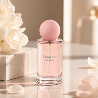 Flacon de parfum en verre transparent de 50 ml/100 ml avec bouchon rose, forme cylindrique, vaporisateur à pompe, rechargeable, logo personnalisé disponible
