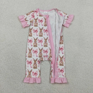 Robe de nuit pour nouveau-né, motif vache et fleur, manches courtes, vêtements pour fille et garçon - Product Image 3