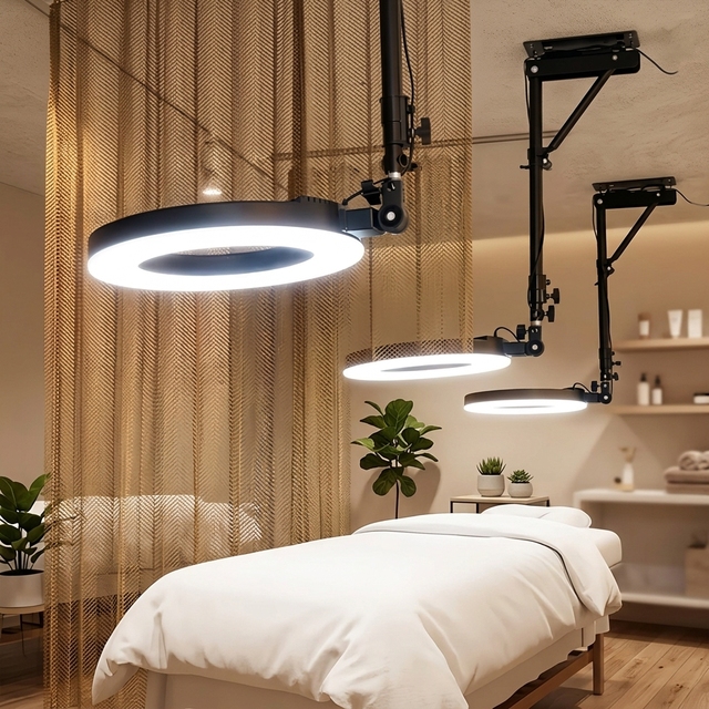 Professional Salon Lighting Wall Mount Ring Light Stand Adjustable Extension Arm Ceiling Bracket for Barber Hair Studio Light