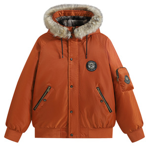 Veste bomber matelassée à col montant et à capuche de style vintage de luxe en gros, mode rétro, logo métallique, veste de vol matelassée, hiver - Product Image 2