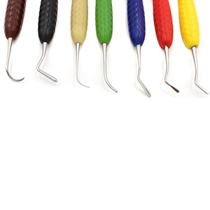 Juego de instrumentos de resina dental de 7 piezas con mangos coloridos para restauración dental y herramientas de odontología estética - Product Image 2