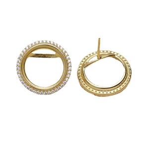Boucles d'oreilles clous rondes WENCHI S925 en argent avec perles de 14,5 mm et bordure diamantée, apprêts de bijoux pour accessoires DIY, Chine - Product Image 4