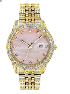 2025 <span class=keywords><strong>orologio</strong></span> in madreperla rosa UWIN <span class=keywords><strong>orologio</strong></span> di lusso in oro <span class=keywords><strong>bianco</strong></span> rifinito in marmo rosa con <span class=keywords><strong>quadrante</strong></span> in cristallo da donna - Product Image 4