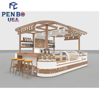 Kiosque à café moderne de style tendance, kiosque à café préfabriqué personnalisé pour centre commercial