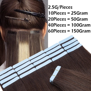 Extensioni per <span class=keywords><strong>capelli</strong></span> lunghi con nastro adesivo a doppia trama e punta spessa, 100% <span class=keywords><strong>capelli</strong></span> umani vergini brasiliani grezzi, da un singolo donatore, per tutti i colori - Product Image 3