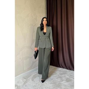Blazer kaki en gros pour femme, veste à manches longues en tissu tissé respirant - Product Image 3