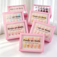 Faux ongles à presser en amande, motif cerise minimaliste, kit d'ongles amovibles style français pour femmes, manucure DIY, vente en gros pour salons