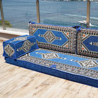 Sofa sectionnel traditionnel de plancher de sofa ensemble modulaire arabe de bleu royal pour des salons