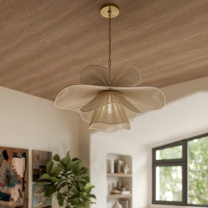 Luce francese moderna <span class=keywords><strong>hotel</strong></span> di Design di lusso sala da pranzo camera da letto soggiorno atmosfera decorativa lampadario in tessuto naturale - Product Image 6