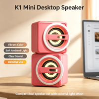 Haut-parleur de bureau mini ks K1 avec subwoofer, micro intégré, LED RGB, contrôle par application, portable pour la maison/le bureau, USB/Wi-Fi/son des basses