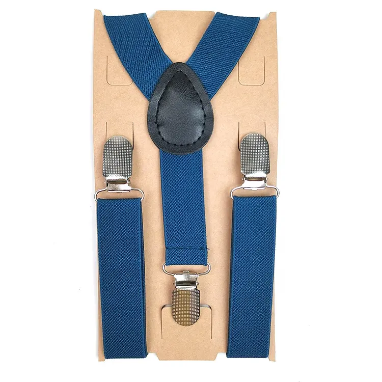 New design decorative Unisex Children solid color belt braces Royal Blue suspenders with Y shape 3 clips