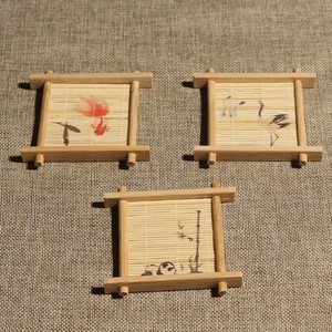 Posavasos cuadrados de bambú con diseño floral, alfombrillas térmicas aislantes para la ceremonia del té japonés, accesorios para el té - Product Image 4