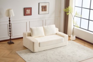 Sofá de Dos Plazas, Cómodo Sofá Cama con Asiento Profundo, Moderno Sofá Pequeño de Pana <span class=keywords><strong>para</strong></span> Sala de Estar o Dormitorio - Product Image 4