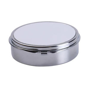 Caja de joyería de Metal personalizada, caja de píldoras de bolsillo de viaje de forma redonda, de sublimación, DIY - Product Image 1