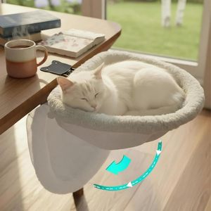 Soporte Giratorio para Escritorio para Gatos, Hamaca Cómoda para Gatos con Cubierta Extraíble, Cama Plegable para Gatos, Ideal para Trabajadores Remotos - Product Image 1