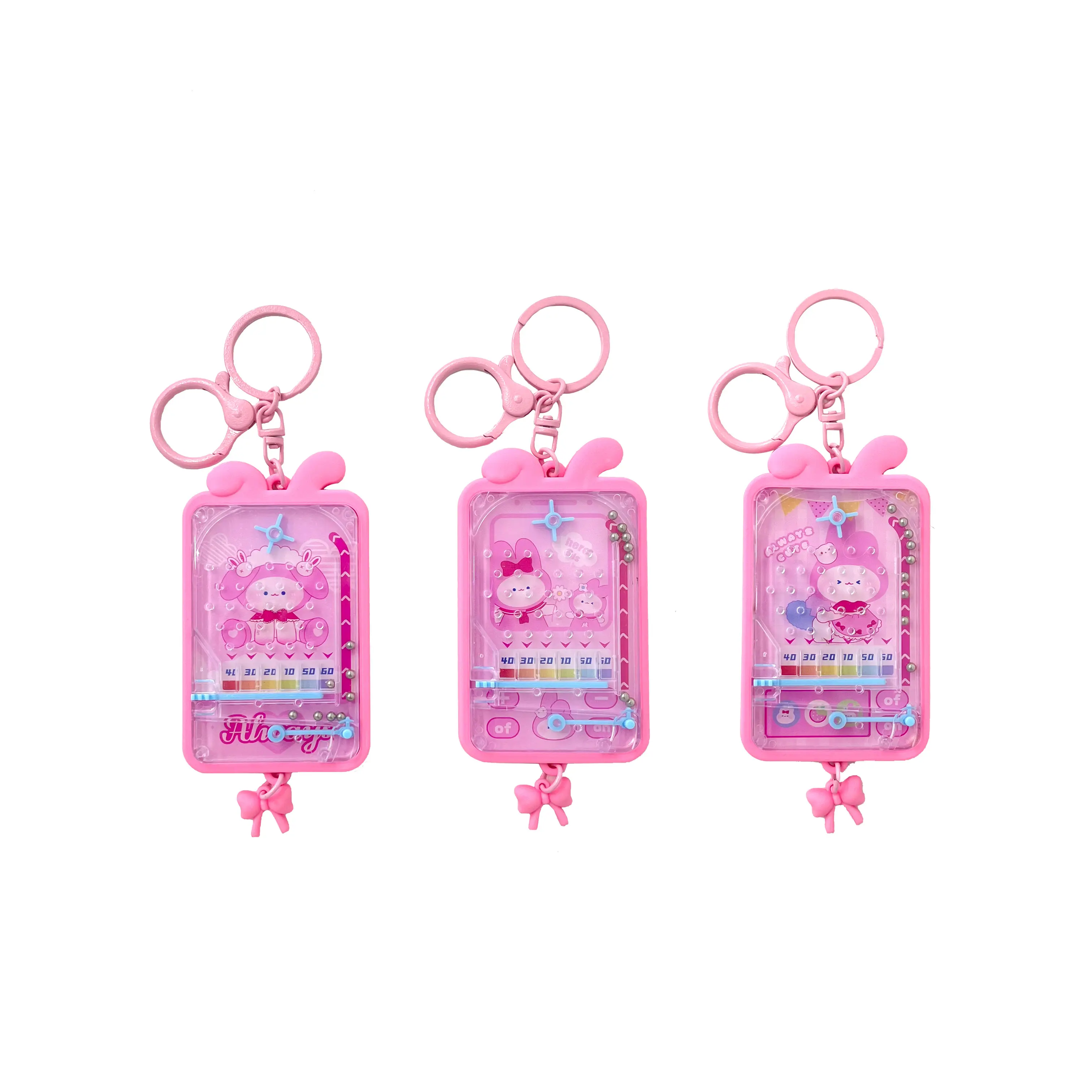 New Arrival Cartoon Cute Pink Rabbit Pinball Accessories Keychain Fashion Schoolbag Pendant PVC Key Chain