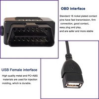 Connecteur USB femelle 5V 2A, câble d'alimentation de voiture OBD2 vers USB avec interrupteur OLIVER, compatible OBD2