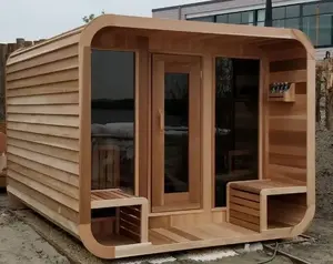 Kanadalı kırmızı sedir açık kare geleneksel sauna odası avrupa tasarım Deluxe rahat sauna odası özelleştirilmiş sauna