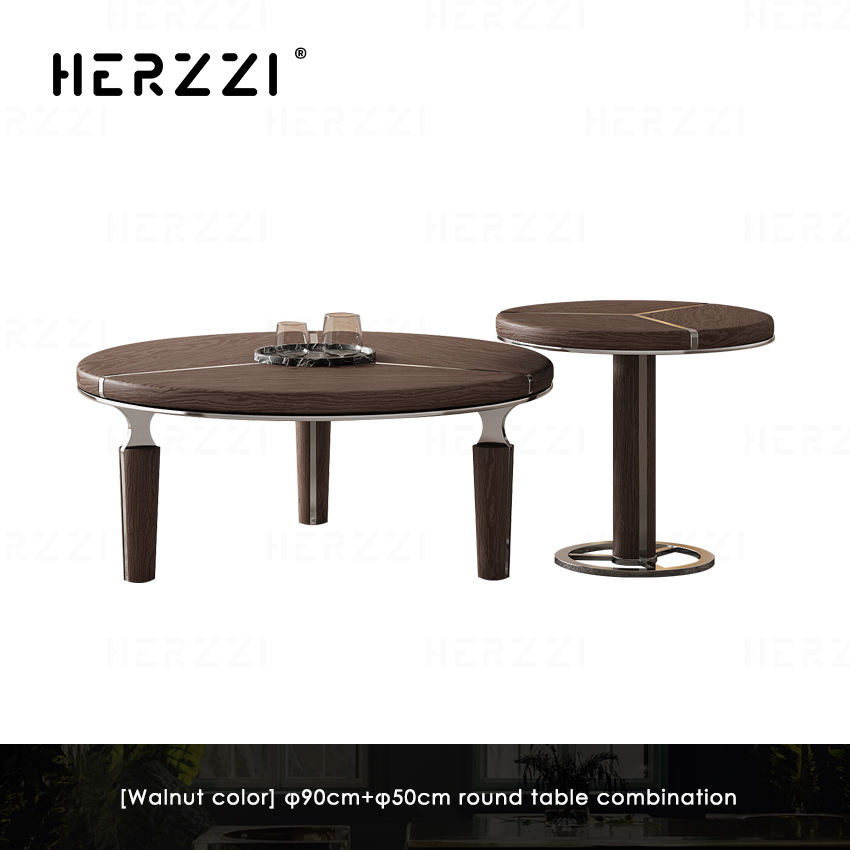 [สีวอลนัท] ผสมโต๊ะกลม90ซม. + 50ซม.