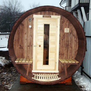 Boyce moderne elektrische & houtgestookte buitensauna met containerhuis van massief rode cederhout - Product Image 3