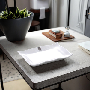 Assiettes rectangulaires réutilisables de 12 pouces en mélamine <span class=keywords><strong>blanche</strong></span> pour <span class=keywords><strong>steak</strong></span> - Product Image 2